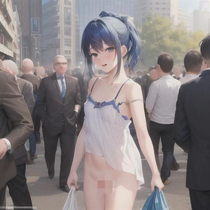 青髪キャミソールちゃんのどこでも露出！！ - サンプル画像 4