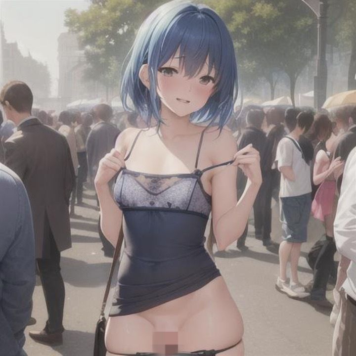 青髪キャミソールちゃんのどこでも露出！！ - サンプル画像 5