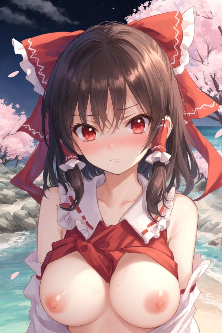 魔理沙は霊夢のえっちな写真を撮りたいようです。〜春の晴れた夜の海編〜 - サンプル画像 1