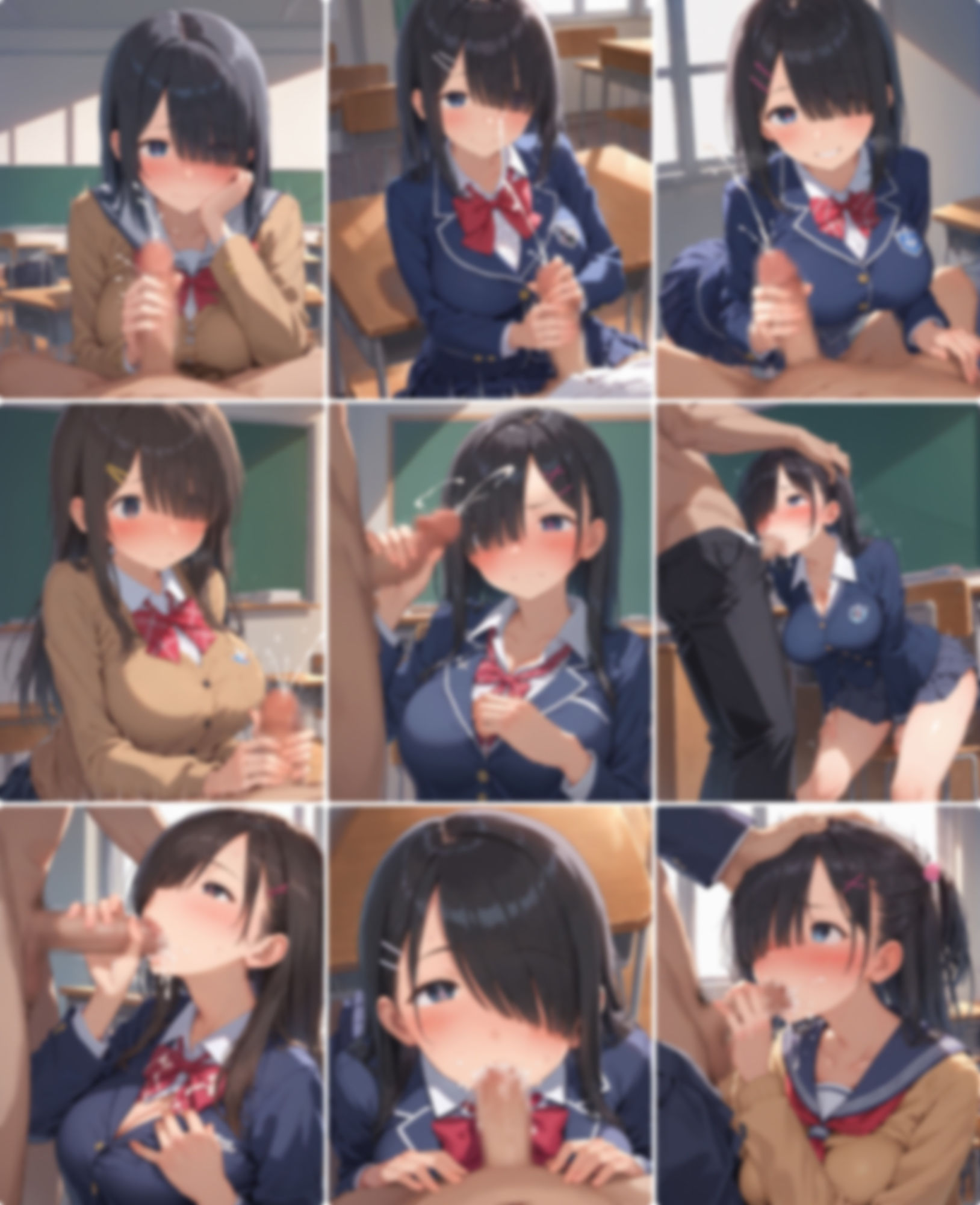 片目隠れJK彼女と放課後の教室でラブラブエッチ♪ - サンプル画像 2