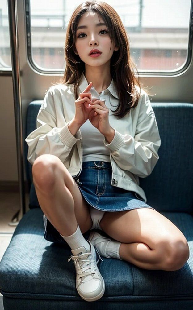 デニムミニスカ女子大生電車パンチラ画像集 - サンプル画像 3