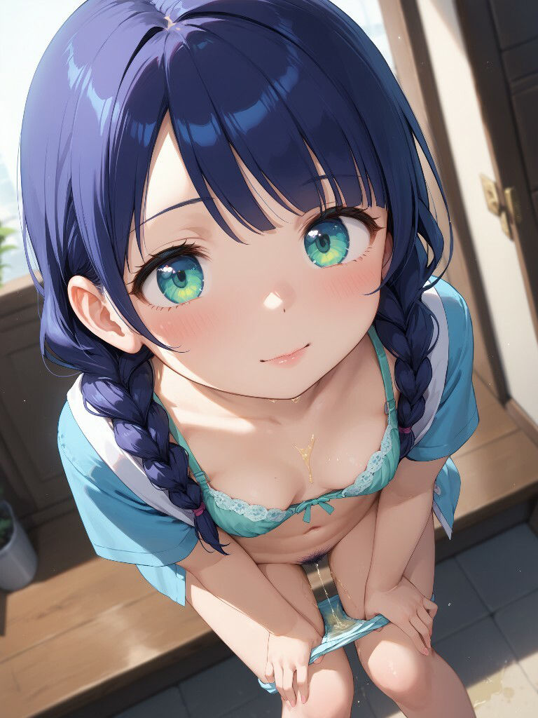 かわいい女の子がパンツを半脱ぎしてパンツの裏側に向かっておしっこをおもらししている画像集 - サンプル画像 3