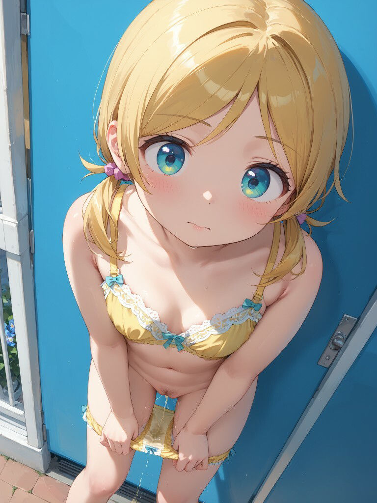 かわいい女の子がパンツを半脱ぎしてパンツの裏側に向かっておしっこをおもらししている画像集 - サンプル画像 4