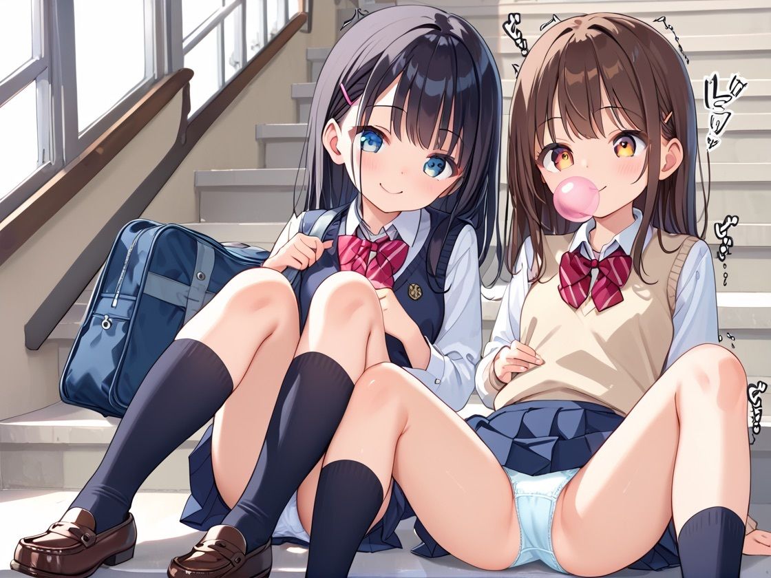君たちならこの状況でどうするか。女子校生姉妹の過激誘惑 - サンプル画像 1