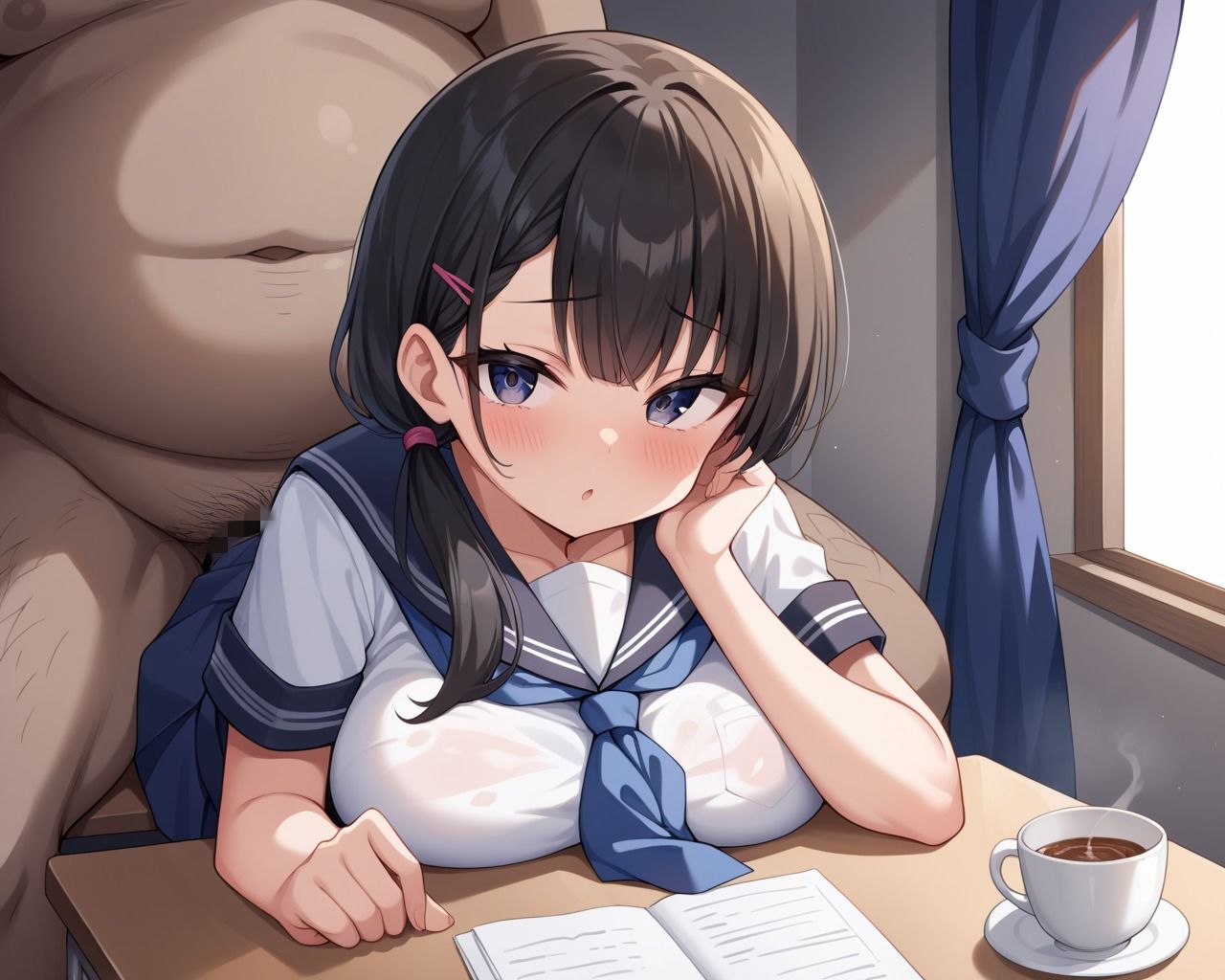 万年発情中キモデブ店長は巨乳女子校生のアルバイトちゃんに欲情して我慢できずに乳首を貪って汚チンポを制服に隠れた夕方ムレムレおまんこに生ハメしまくる - サンプル画像 2