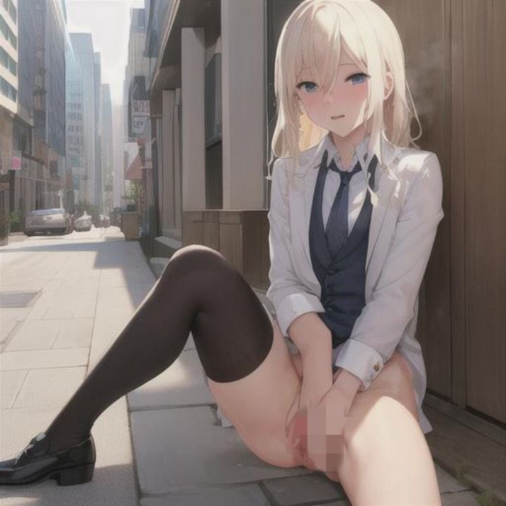 ビシッとスーツなのに露出狂  金髪ちゃん編 - サンプル画像 2