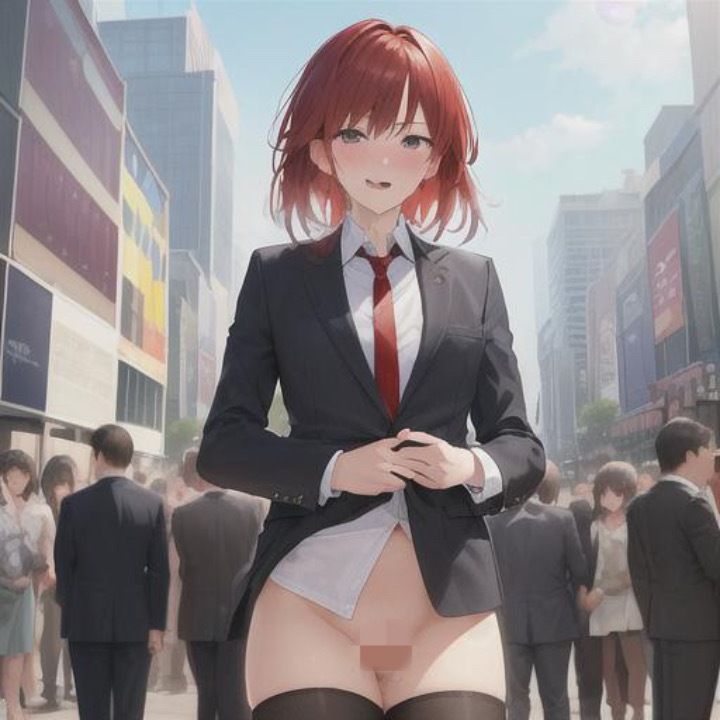 ビシッとスーツなのに露出狂  赤髪ちゃん編 - サンプル画像 5