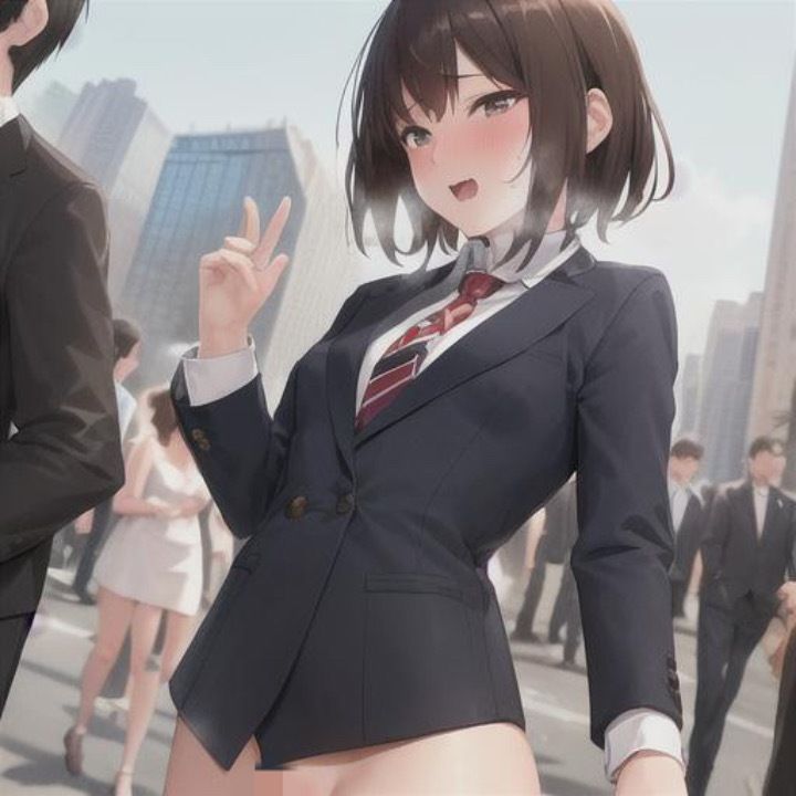 ビシッとスーツなのに露出狂  茶髪ちゃん編 - サンプル画像 5