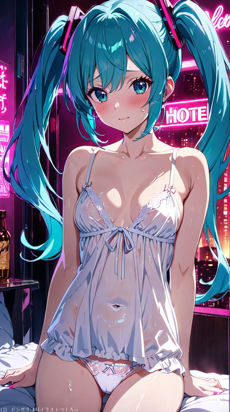 AIイラストCG集42  初音ミク  in  ラブホ AI Illustration CG Collection 42: Hatsune Miku in Love Hotel - サンプル画像 1