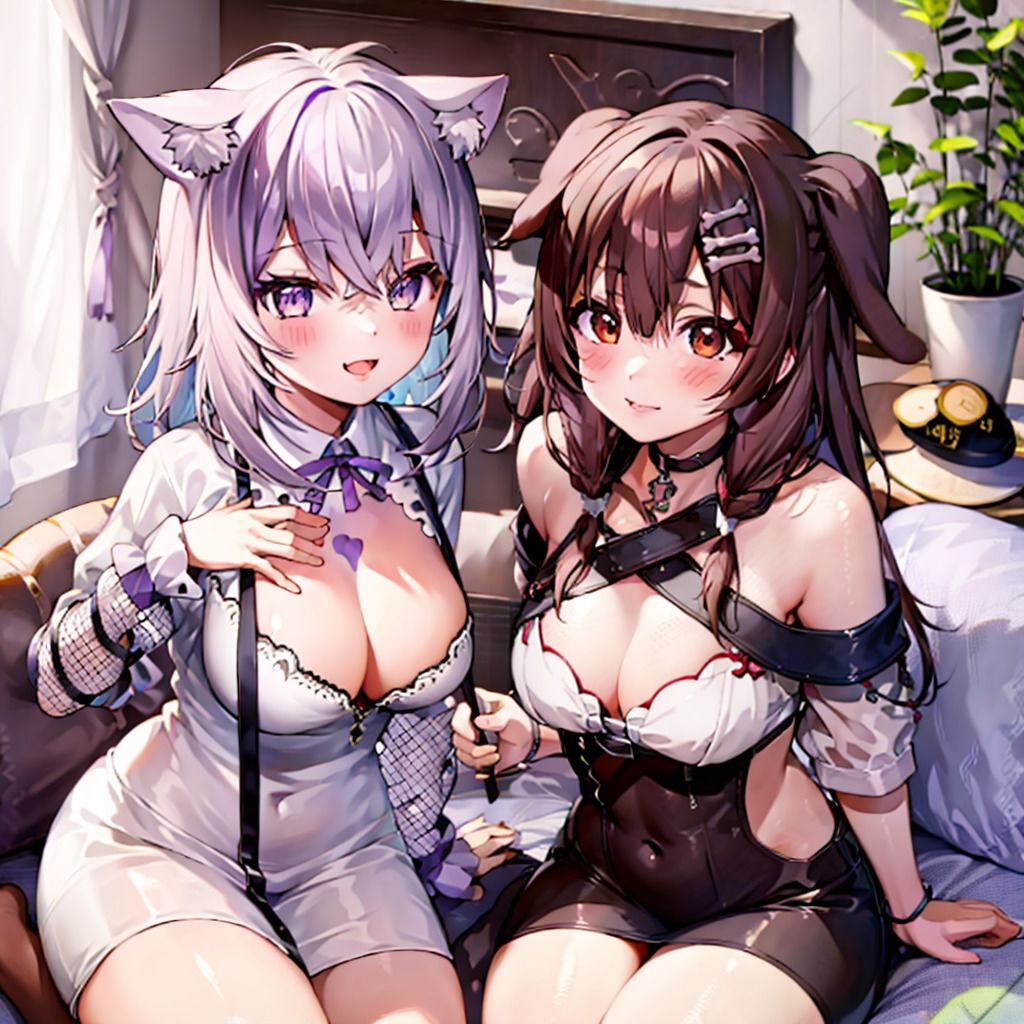 てぇてぇCG集 おかころ1 猫又お〇ゆと戌神こ〇ね - サンプル画像 2