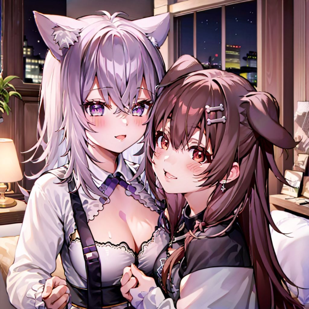 てぇてぇCG集 おかころ1 猫又お〇ゆと戌神こ〇ね - サンプル画像 5