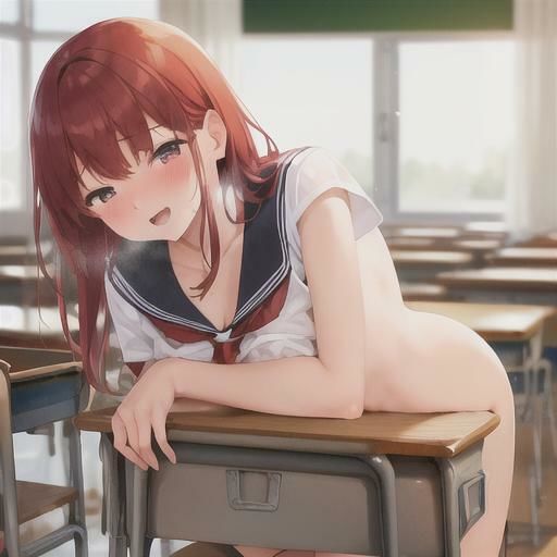 セーラー服で露出狂  赤髪ちゃん編 - サンプル画像 2