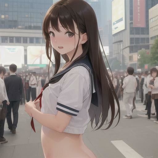 セーラー服で露出狂  茶髪ちゃん編 - サンプル画像 1