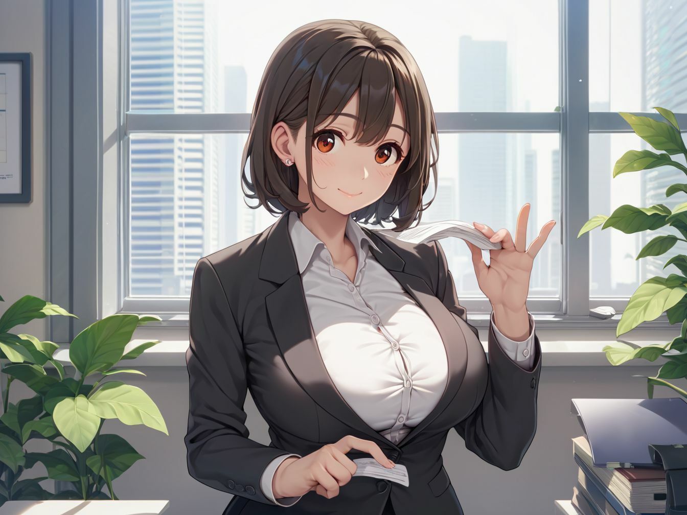 爆乳OL後輩と秘密の社内えっち - サンプル画像 1