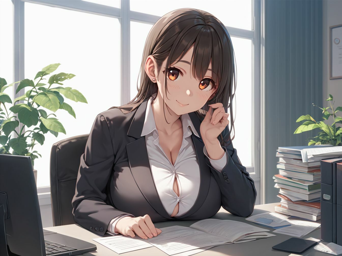 爆乳OL後輩と秘密の社内えっち - サンプル画像 2