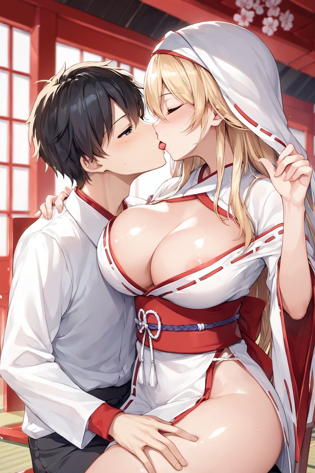 女子校生巫女と生ハメセックス - サンプル画像 7