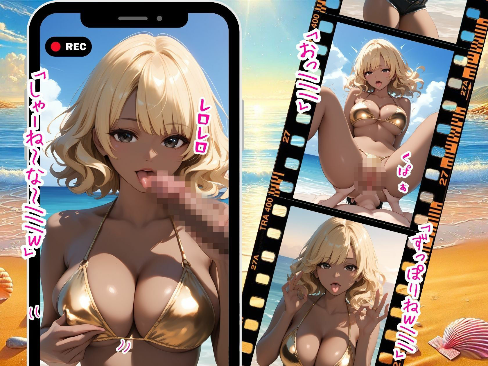 黒ギャルのとろける海辺エクスタシー - サンプル画像 4