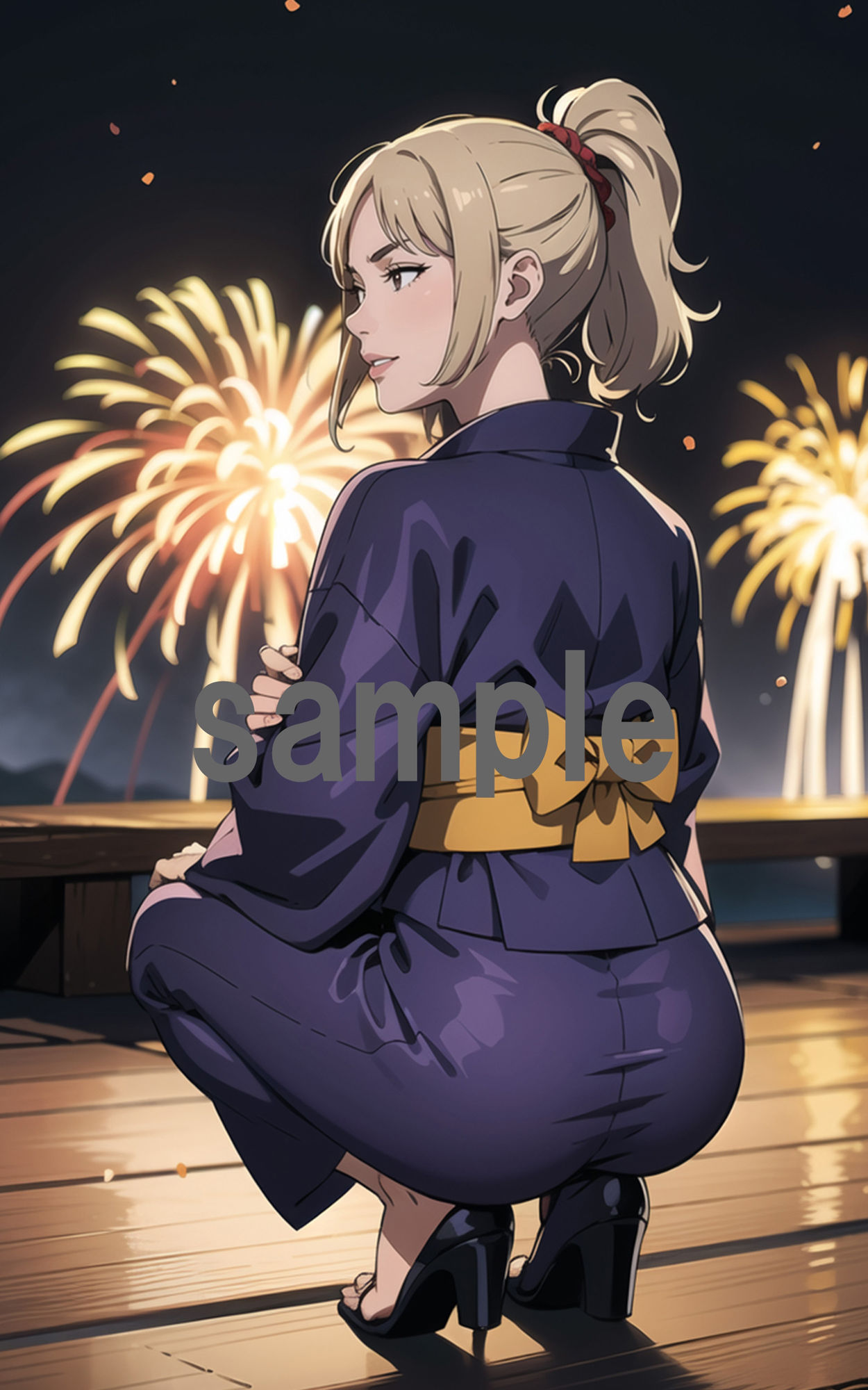 【全320枚】『浴衣遊女』イラスト集:雅やかな浴衣と妖艶な魅力の饗宴 -AIで描く究極の美女達- - サンプル画像 8