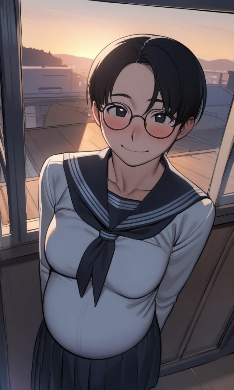 オタク眼鏡女子に夕方の教室で無責任中出しして孕ませる - サンプル画像 7