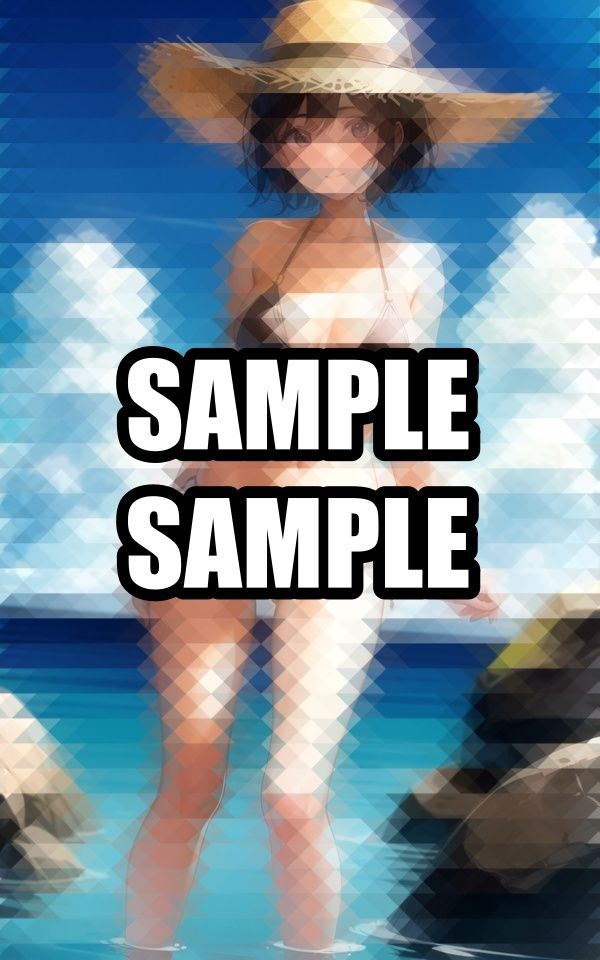 海ではしゃぐビキニ美女イラスト集 - サンプル画像 2