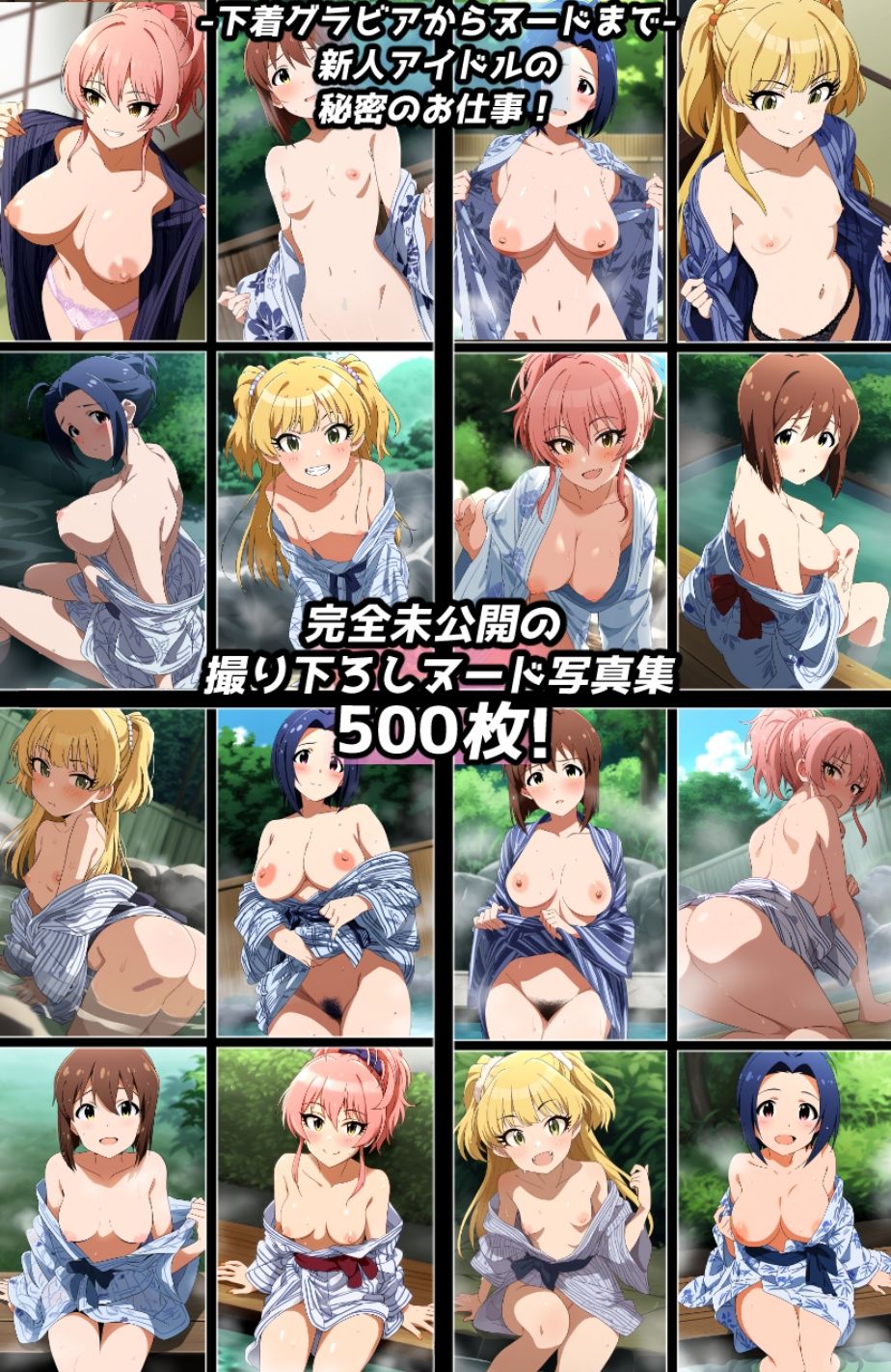 濡れ透け＆半脱ぎフェチ特化 2010年代アニメ作画特集 アイドル温泉撮影会 その4 -500枚を撮影- - サンプル画像 3