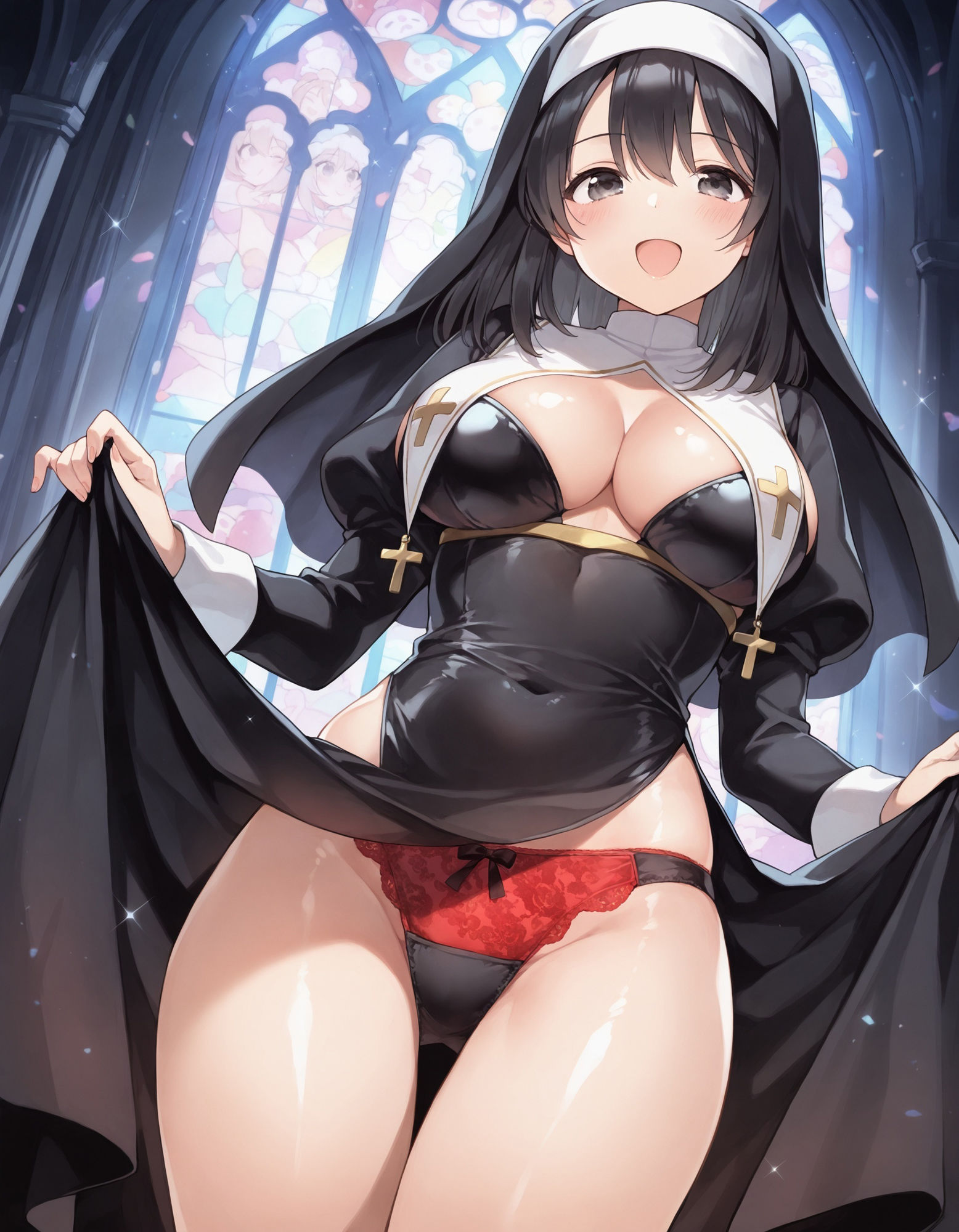 シスターのパンチラ - サンプル画像 1