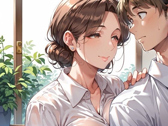 爆乳上司が唾液いっぱいの口で僕のアソコを舐め回してくる - サンプル画像 1