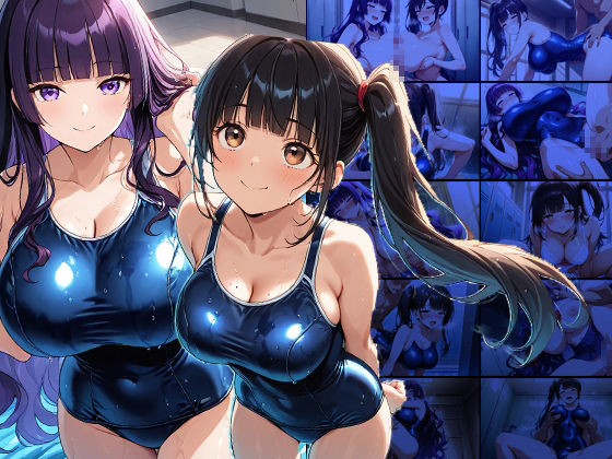 スク水美少女ふたり〜プールサイドで貪り合う絶頂プレイ〜 - サンプル画像 1