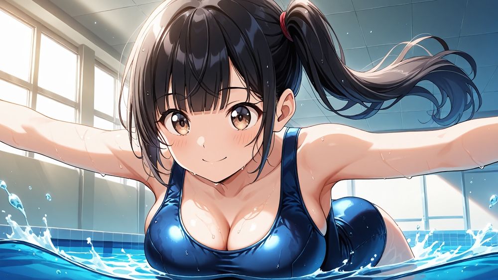 スク水美少女ふたり〜プールサイドで貪り合う絶頂プレイ〜 - サンプル画像 4