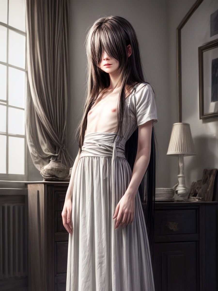 呪いのビデオを見たら貧乳の貞〇ちゃんが脱いで現れてくれました♪「リアル・実写系」写真集 - サンプル画像 2