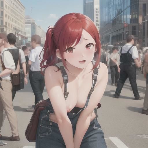 オーバーオール露出  赤髪ちゃん編 - サンプル画像 2
