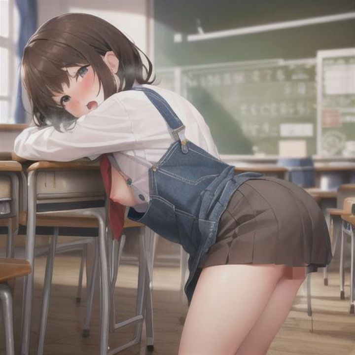 オーバーオール露出  茶髪ちゃん編 - サンプル画像 1