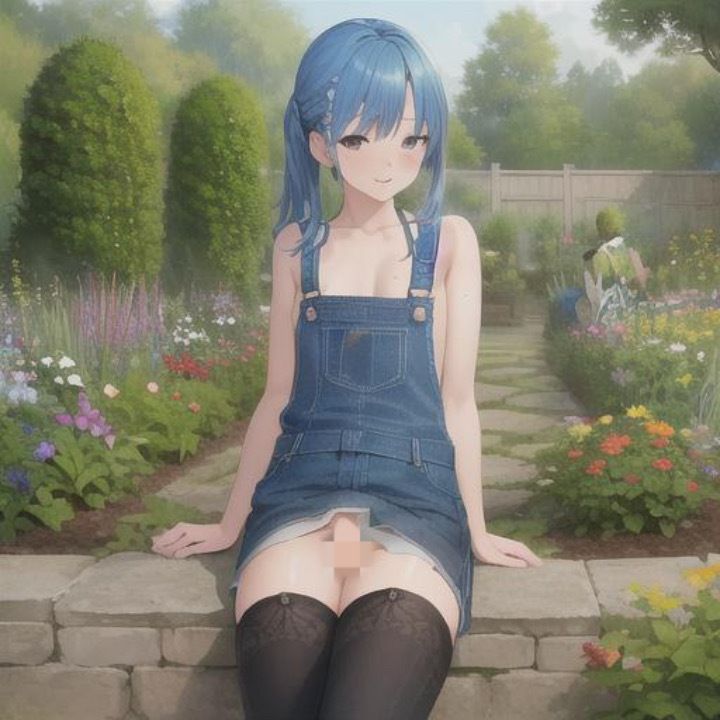 オーバーオール露出  青髪ちゃん編 - サンプル画像 5