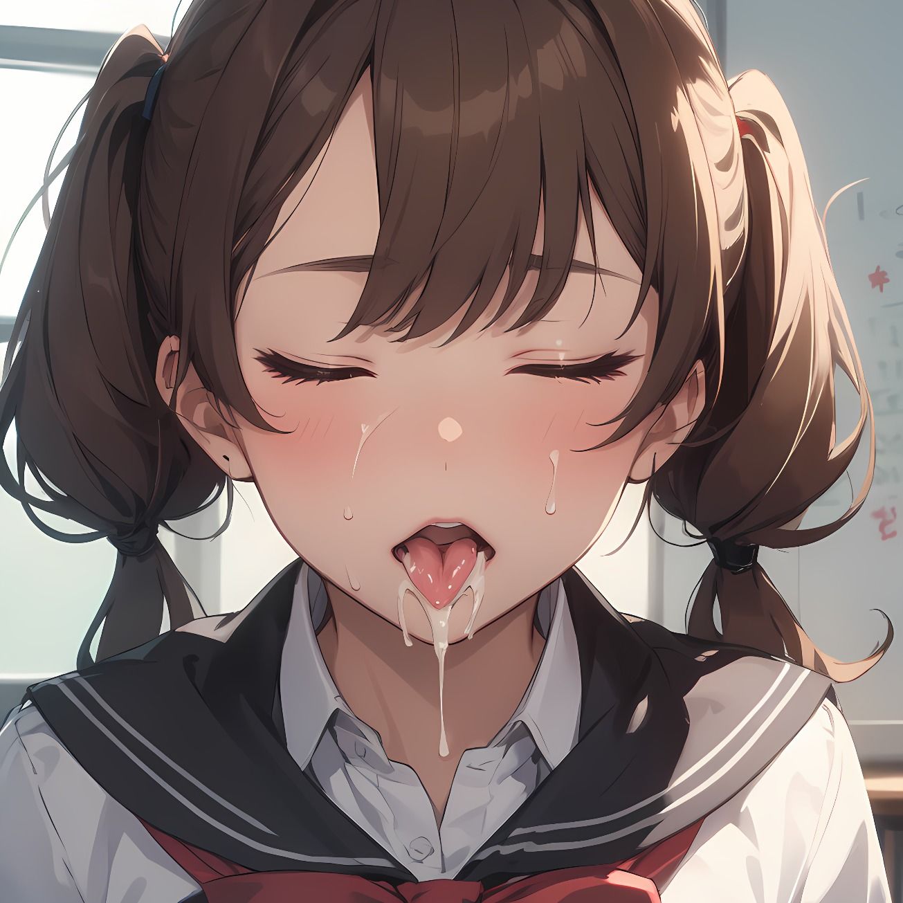 【174枚】おち○ぽミルク大好きなセーラー服のツインテール美少女 - サンプル画像 1