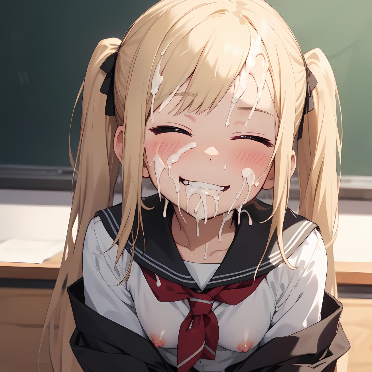 【174枚】おち○ぽミルク大好きなセーラー服のツインテール美少女 - サンプル画像 3