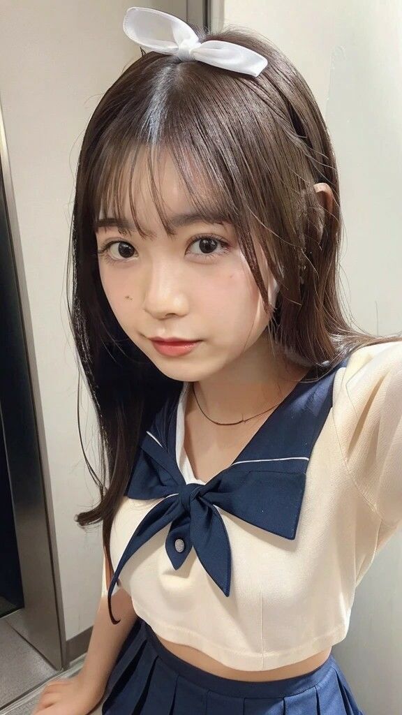 AI写真集グラビア44禁断の女子学生27:リボンが揺れる日常の純白の放課後 - サンプル画像 7