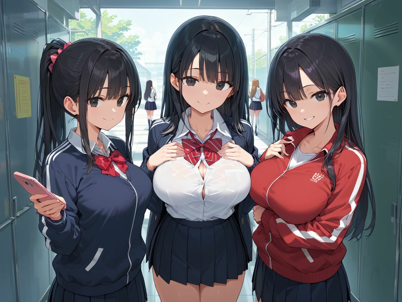 爆乳ハーレム！去年まで女子校だったから男は俺一人！？ - サンプル画像 1