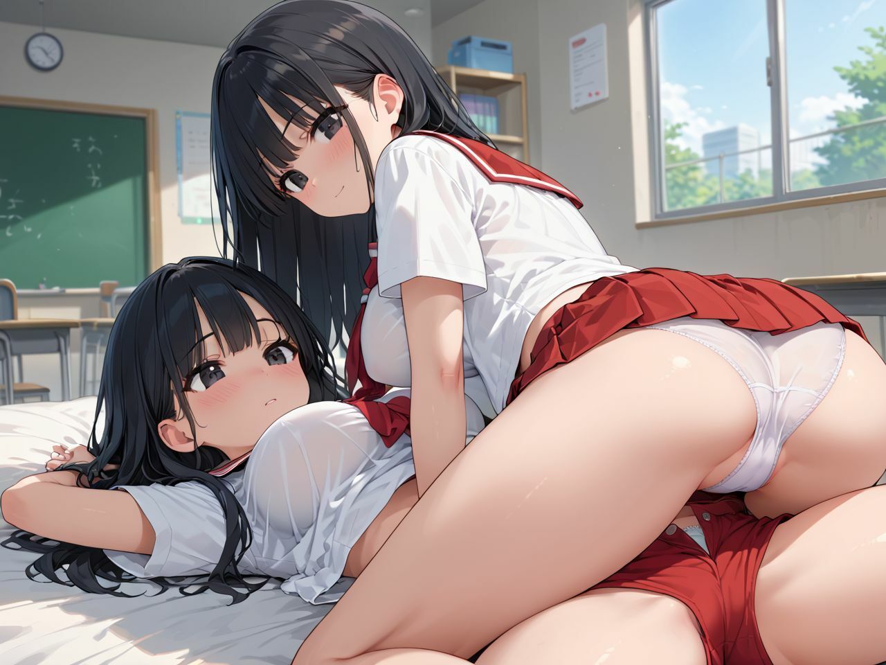 爆乳ハーレム！去年まで女子校だったから男は俺一人！？ - サンプル画像 2