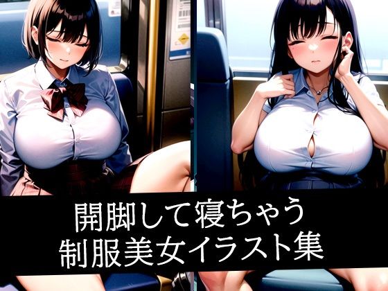開脚して寝ちゃう制服美女イラスト集