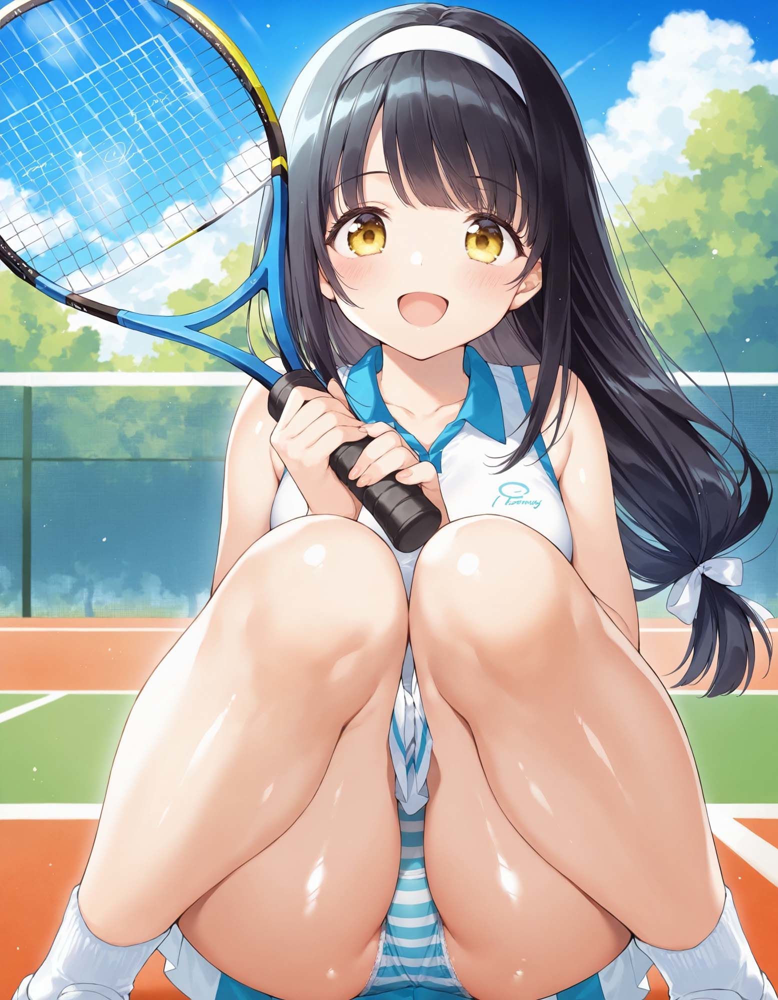 テニスウェアでしゃがみパンチラ - サンプル画像 7