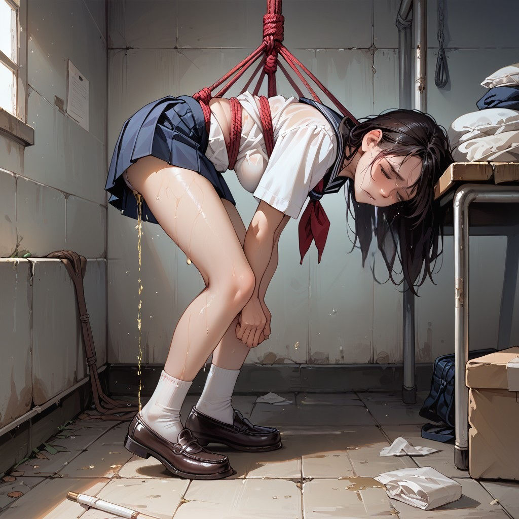 緊縛・失禁・セーラー服 - サンプル画像 1