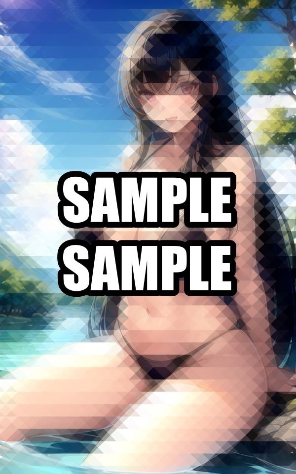 川遊びをする水着美女イラスト集 - サンプル画像 3
