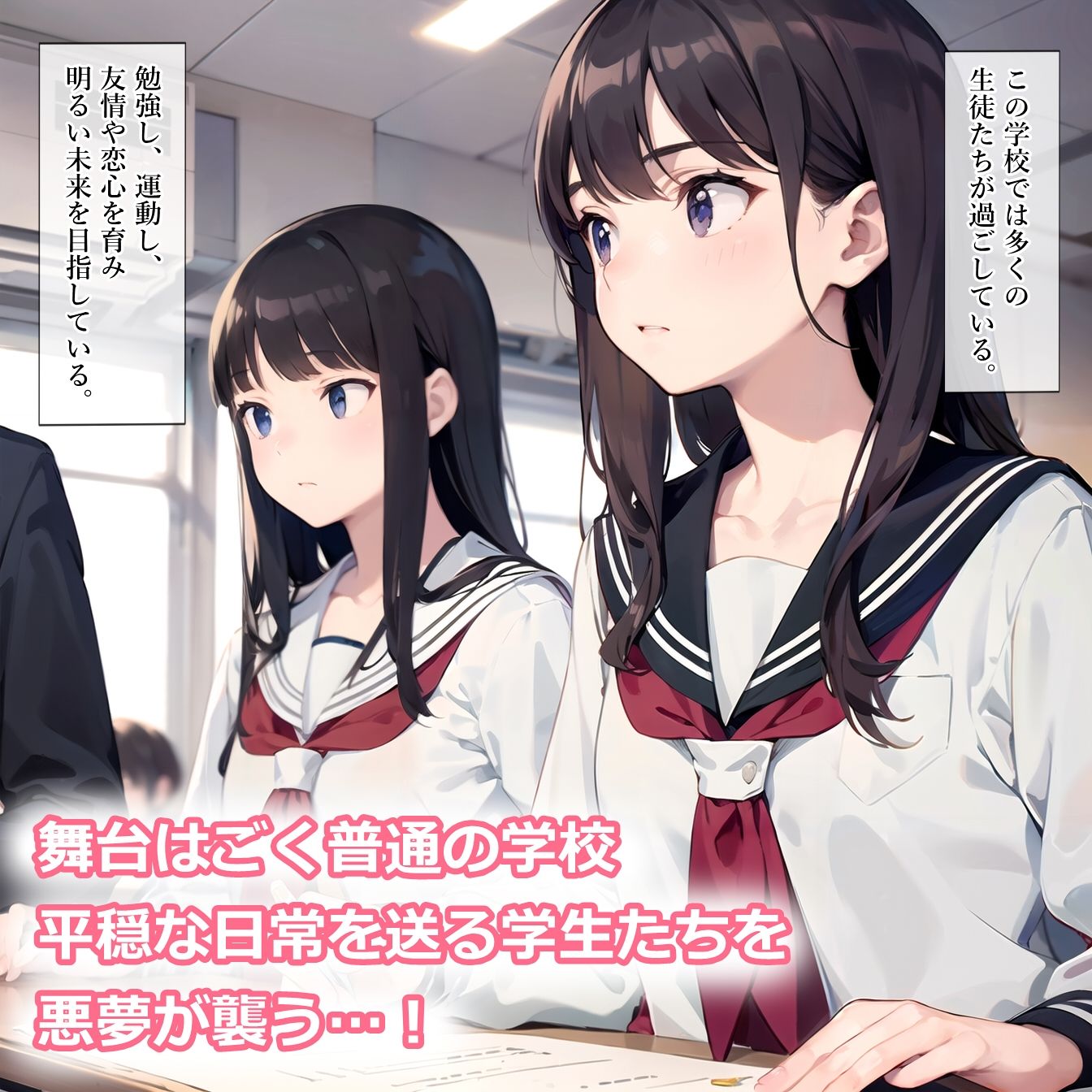 テロリストに占拠された教室で露出強要される女の子たち - サンプル画像 1