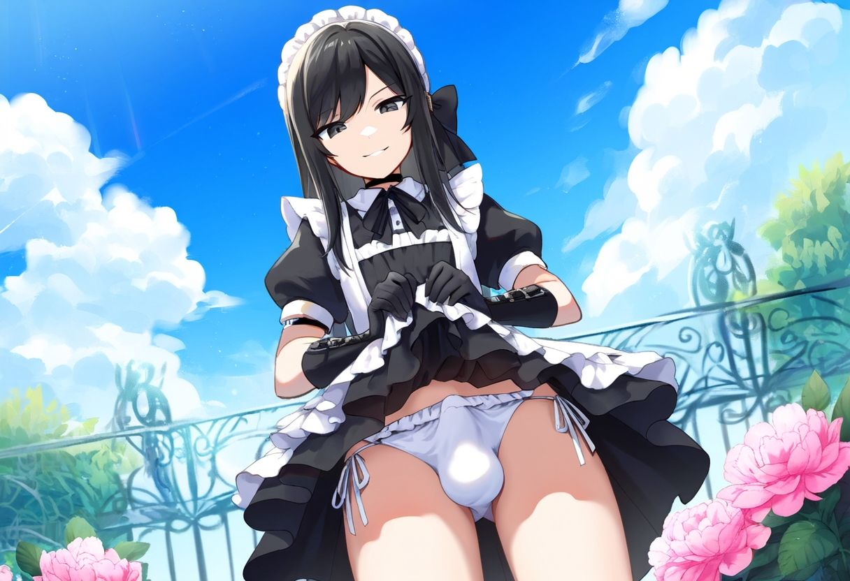 【500枚】ただひたすらに黒髪男の娘メイド様の膨らみを拝みたいCG集F（1） - サンプル画像 3