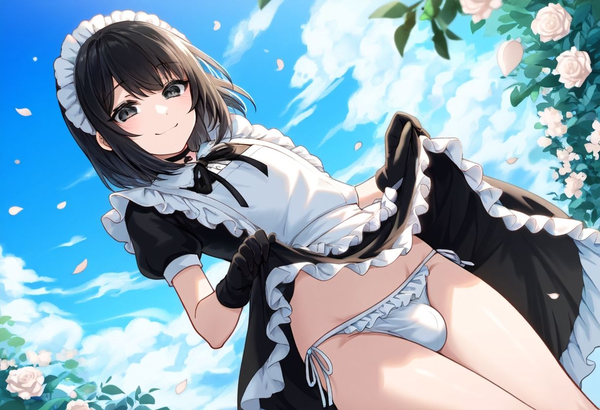 【500枚】ただひたすらに黒髪男の娘メイド様の膨らみを拝みたいCG集F（1） - サンプル画像 4