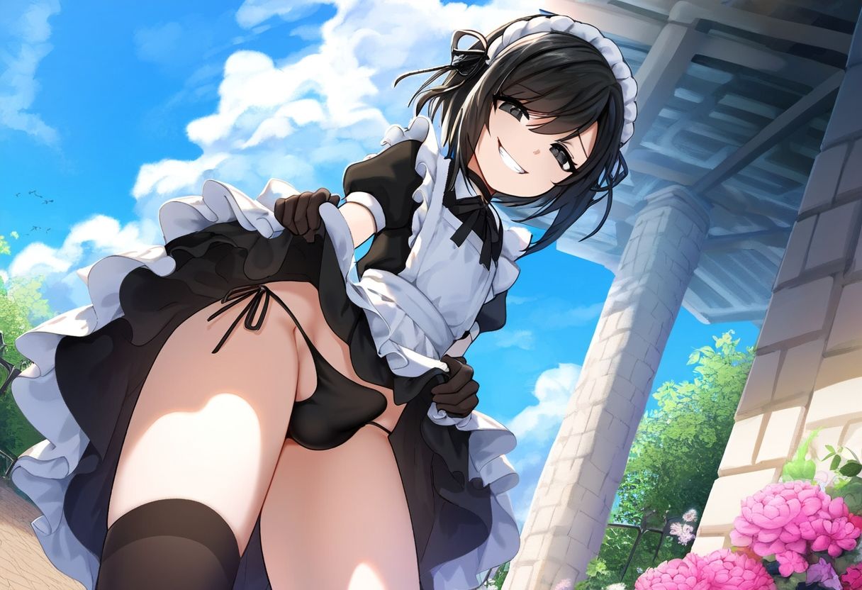 【500枚】ただひたすらに黒髪男の娘メイド様の膨らみを拝みたいCG集F（1） - サンプル画像 5