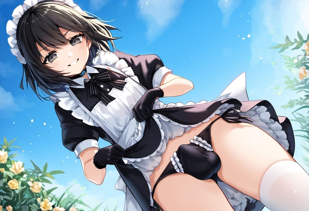 【500枚】ただひたすらに黒髪男の娘メイド様の膨らみを拝みたいCG集F（1） - サンプル画像 6