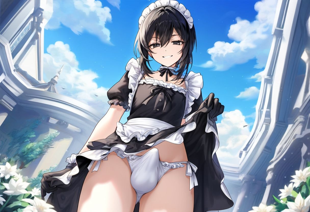 【500枚】ただひたすらに黒髪男の娘メイド様の膨らみを拝みたいCG集F（1） - サンプル画像 7