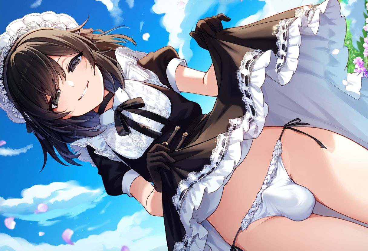 【500枚】ただひたすらに黒髪男の娘メイド様の膨らみを拝みたいCG集F（1） - サンプル画像 8