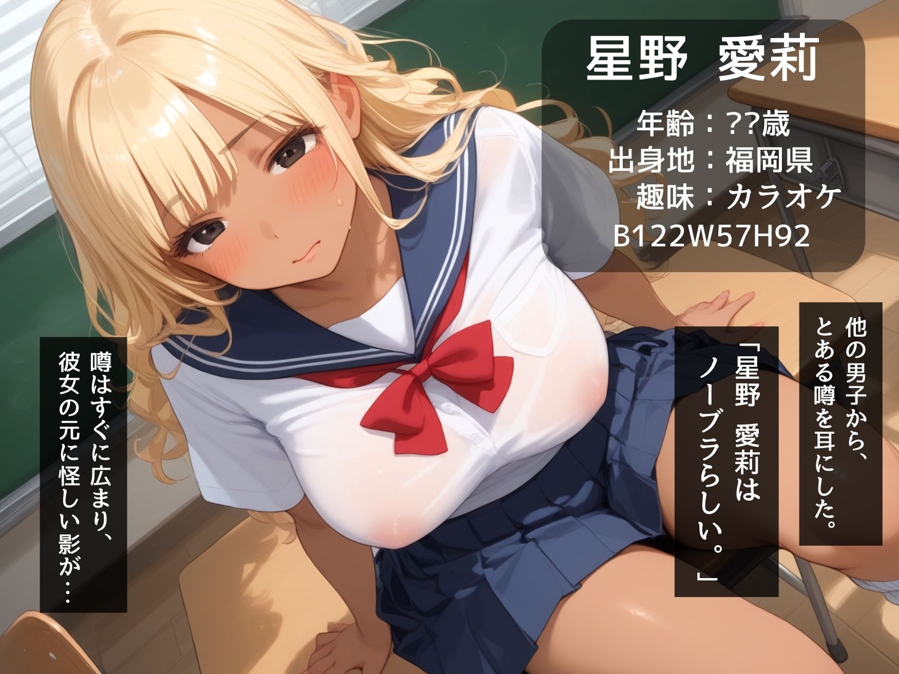 【ねぇ、どこ見てんの？】クラスの爆乳ギャルの胸元が無防備すぎて、ちんちんイライラ大暴走 - サンプル画像 1